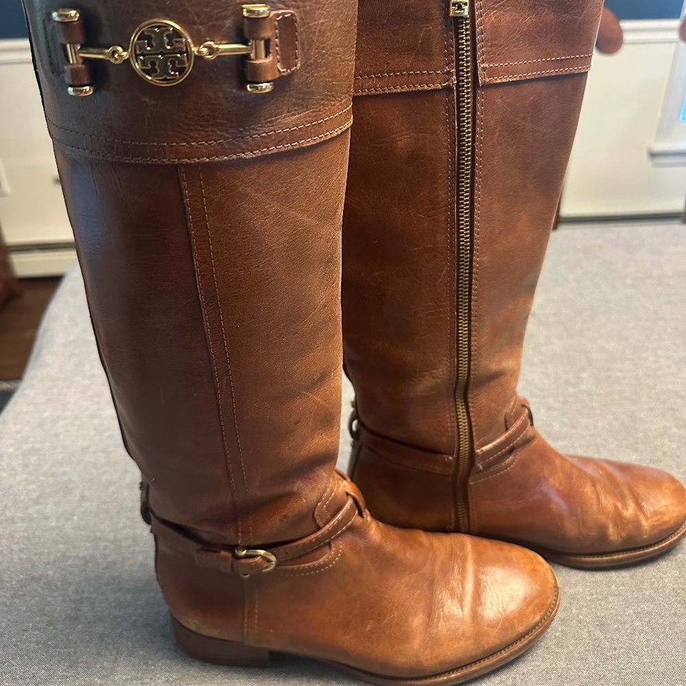 Tory Burch Brown Leather Riding Boots